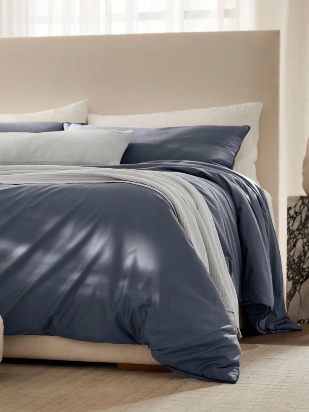 Boll & Branch Cotton Comforter Set in Slate Blue - Picture 2 of 6
